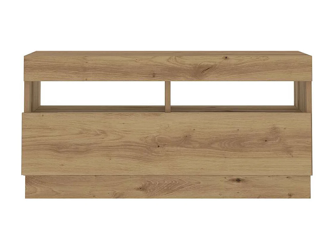Meuble TV avec lumières LED chêne artisanal bois d'ingénierie
