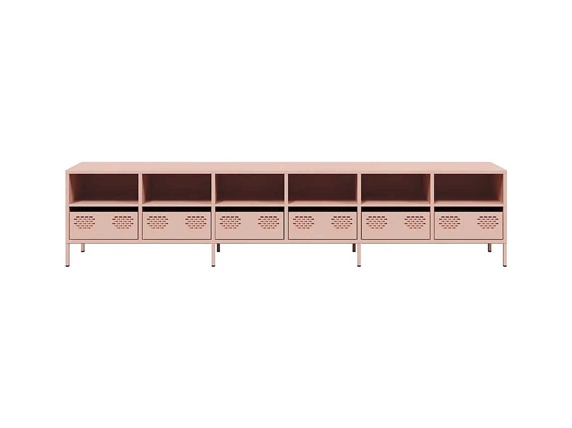 Meuble TV rose 202x39x43,5 cm acier laminé à froid