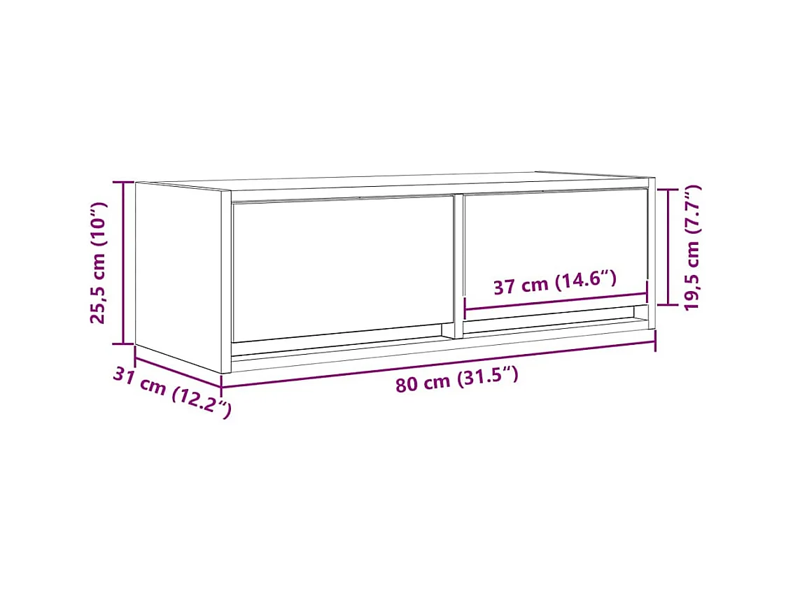 TV-Schrank Schwarz Eichen-Optik 80x31x25,5 cm Holzwerkstoff