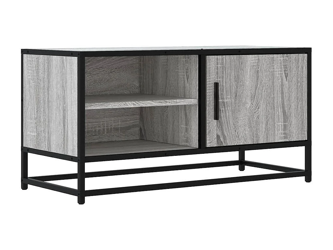 Mobile TV Grigio Sonoma 80x34,5x40 cm Legno Multistrato Metallo