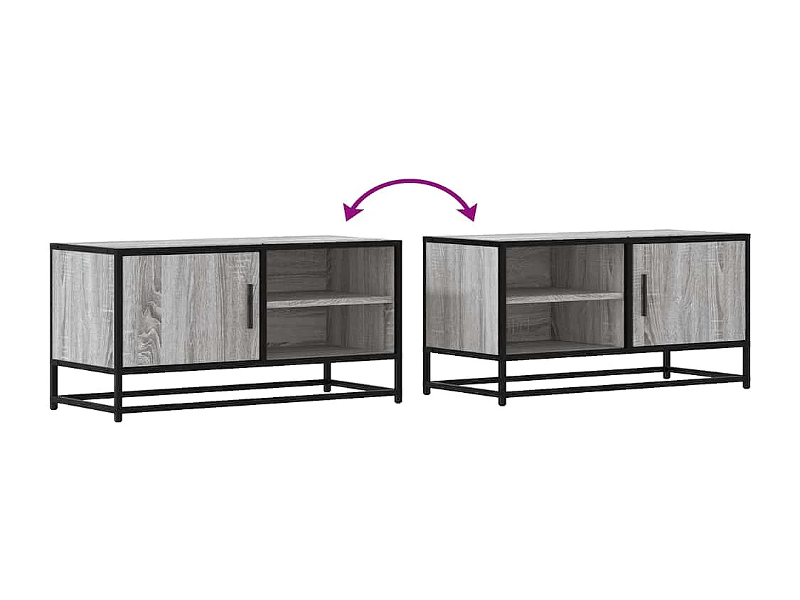 Mobile TV Grigio Sonoma 80x34,5x40 cm Legno Multistrato Metallo