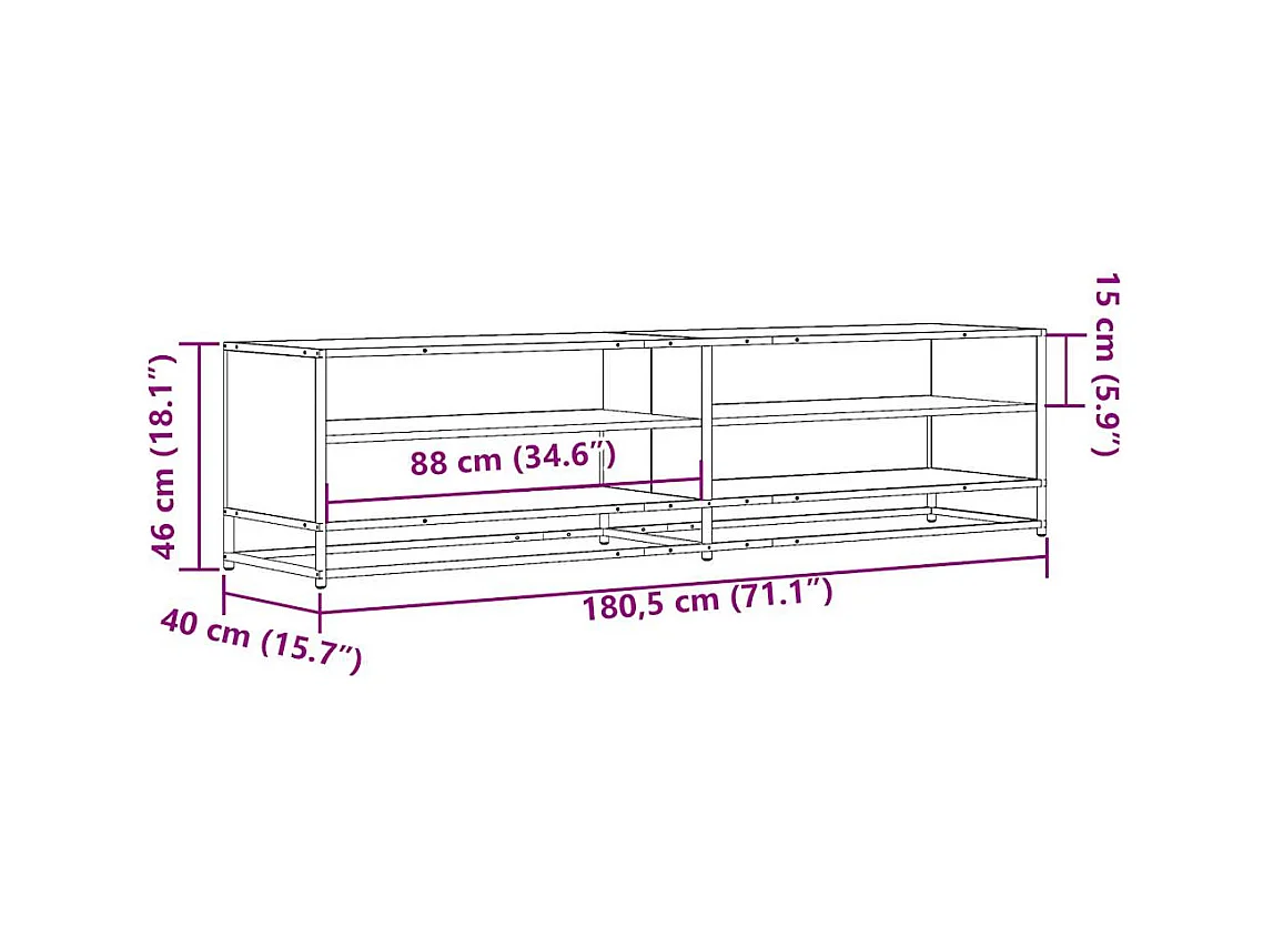 Meuble TV chêne marron 180,5x40x46 cm bois d'ingénierie
