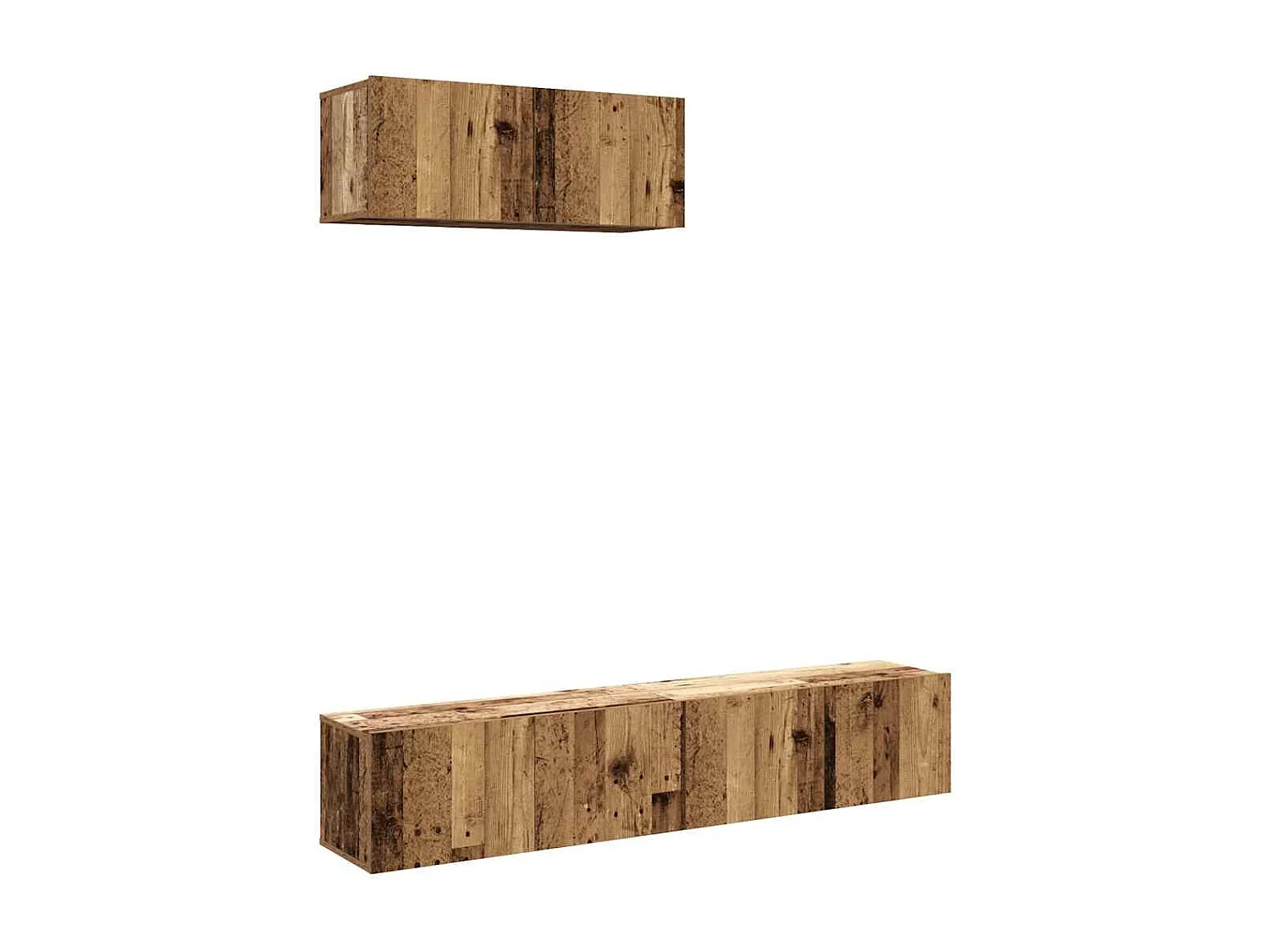 3-tlg. TV-Schrank-Set Wandmontage Altholz-Optik Holzwerkstoff