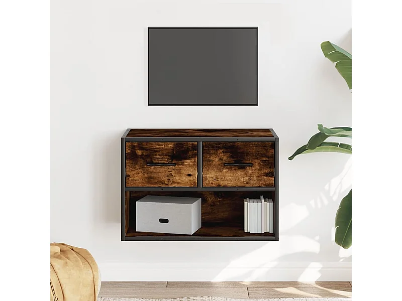 Tv-meubel 60x31x39,5 cm bewerkt hout metaal gerookt eikenkleur