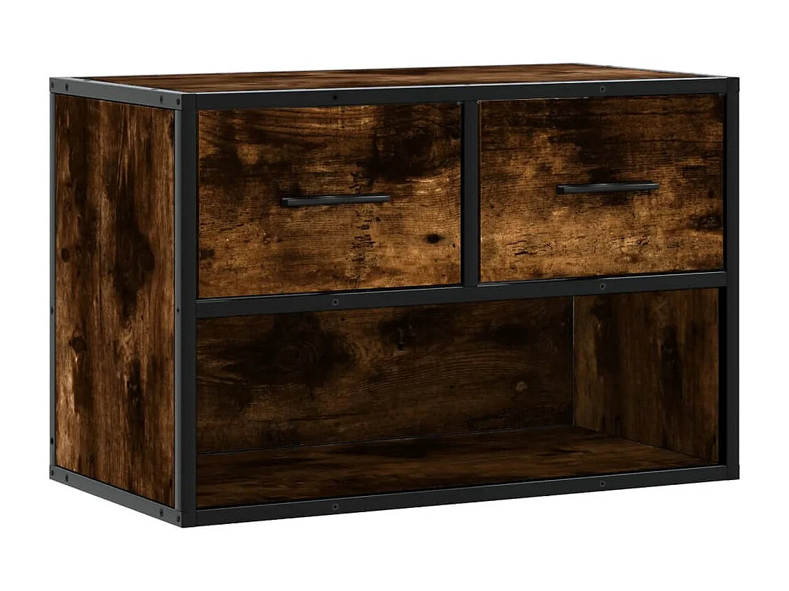 Meuble TV chêne fumé 60x31x39,5 cm bois d'ingénierie et métal