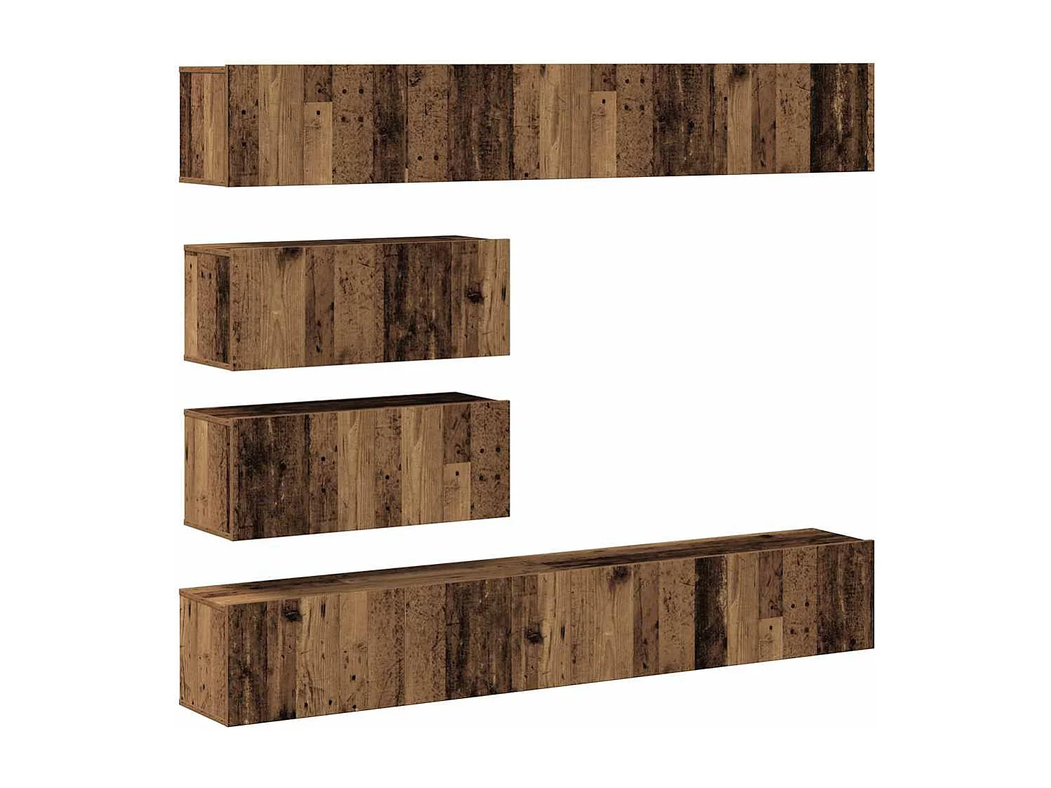 6-delig Tv-meubelset wandmontage bewerkt hout oud houtkleurig