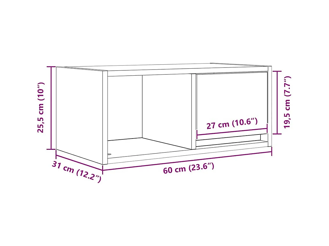 Meubles TV 2 pcs sonoma gris 60x31x25,5 cm bois d'ingénierie