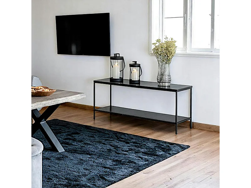 Petit meuble TV noir minimaliste - design à 2 niveaux TALLINN