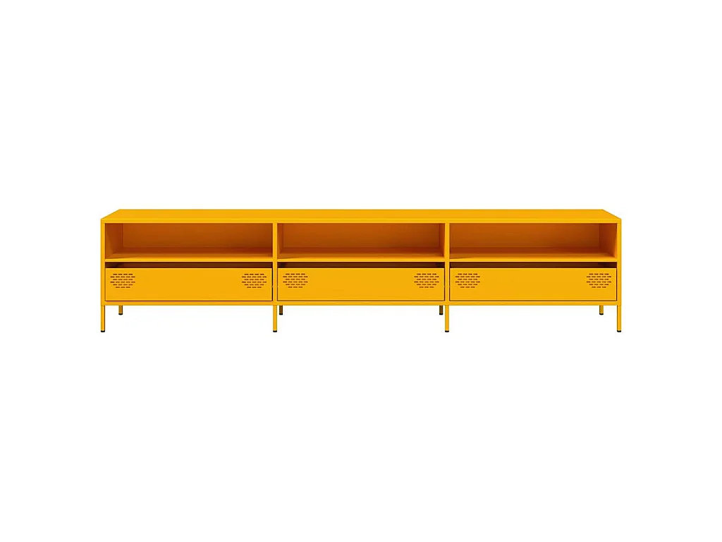 Meuble TV jaune moutarde 202x39x43,5 cm acier laminé à froid