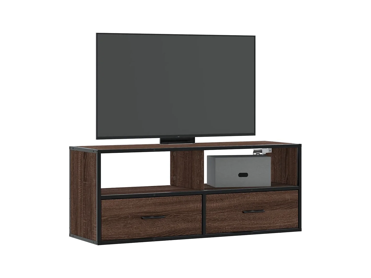 Tv-meubel 100x31x39,5 cm bewerkt hout metaal bruin eikenkleurig