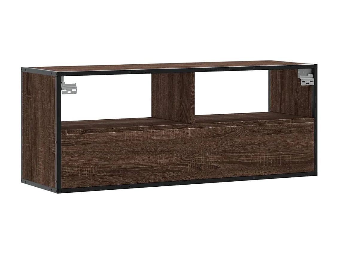 Tv-meubel 100x31x39,5 cm bewerkt hout metaal bruin eikenkleurig