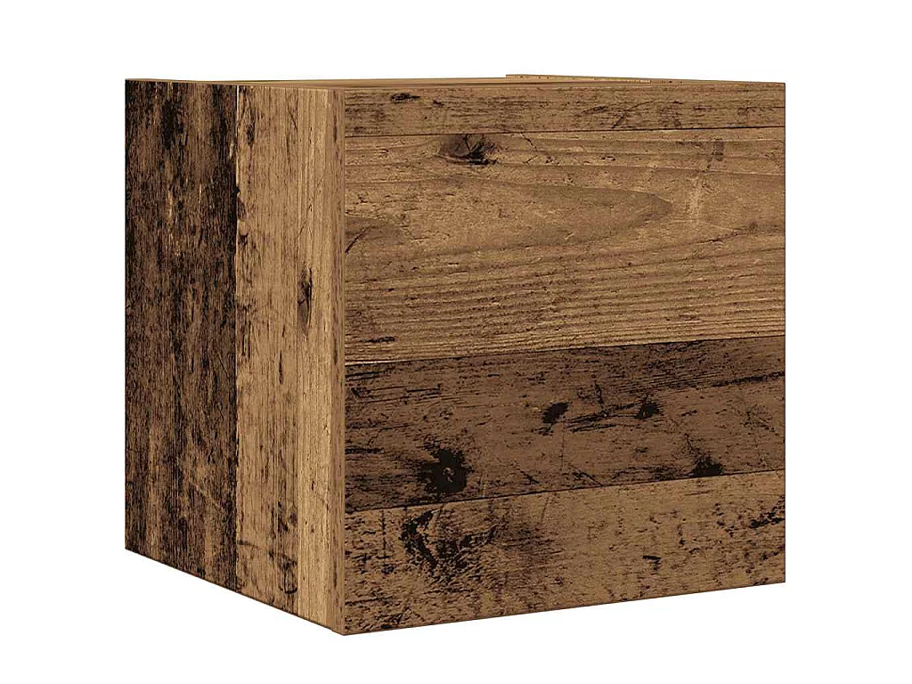 Conjunto de mueble de TV 4 piezas montado la pared madera vieja