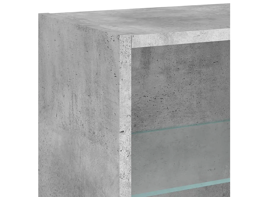 Table de chevet murale avec lumières LED gris béton