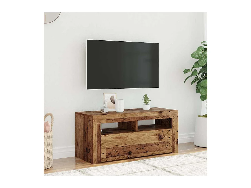 Mobile Porta TV con LED Legno Antico 90x35x40 cm Multistrato