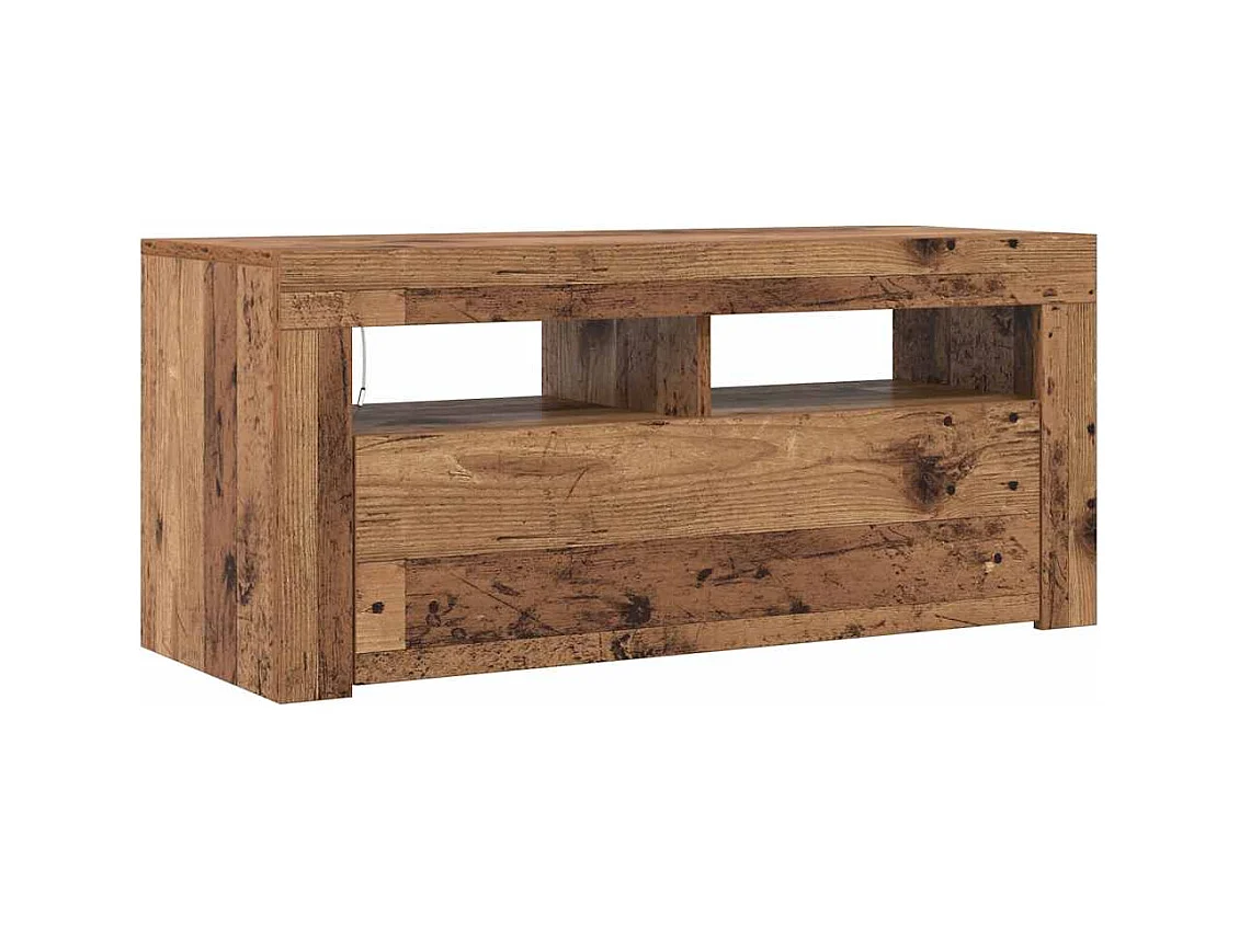 Mobile Porta TV con LED Legno Antico 90x35x40 cm Multistrato