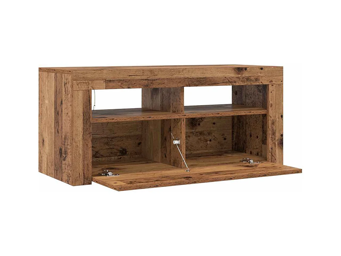 Mobile Porta TV con LED Legno Antico 90x35x40 cm Multistrato
