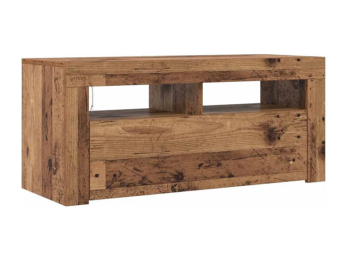 TV-Schrank mit LED-Leuchten Altholz-Optik 90x35x40 cm