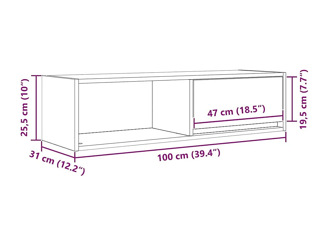 Meubles TV 2 pcs chêne fumé 100x31x25,5 cm bois d'ingénierie