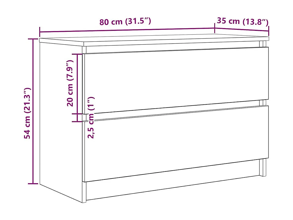 Tv-meubel 80x35x54 cm spaanplaat gerookt eikenkleurig