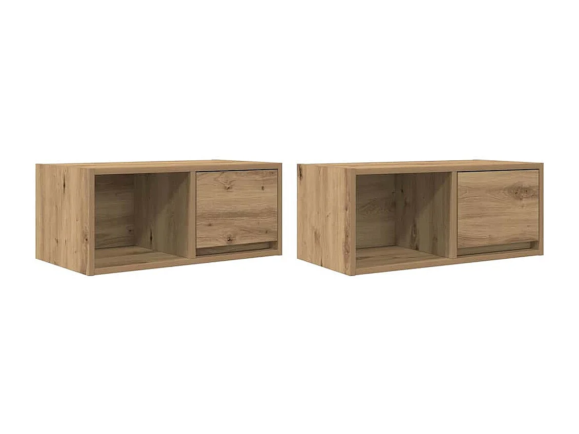 Tv-meubelen 2 st 60x31x25,5 cm bewerkt hout artisanaal eiken