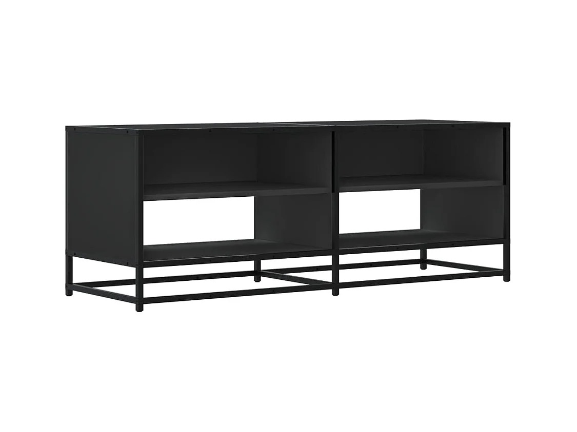 Meuble TV noir 120,5x40x46 cm bois d'ingénierie et métal