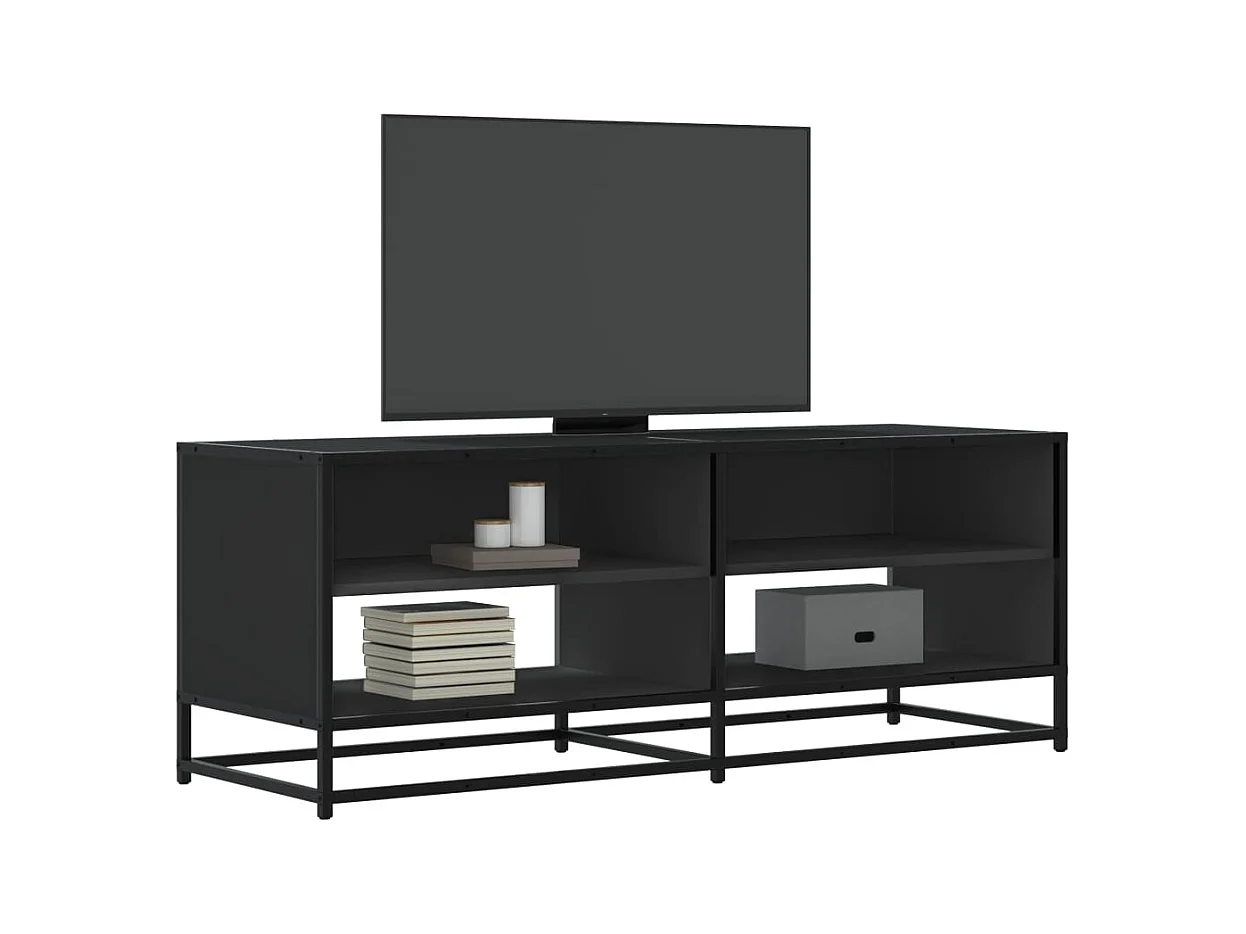 Meuble TV noir 120,5x40x46 cm bois d'ingénierie et métal