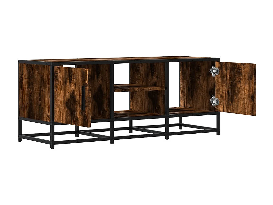 Meuble TV chêne fumé 100x35x41 cm bois d'ingénierie et métal