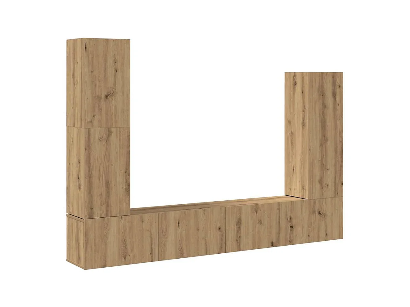 Set Mobile TV 4 pz Montato a Parete Rovere in Legno Multistrato