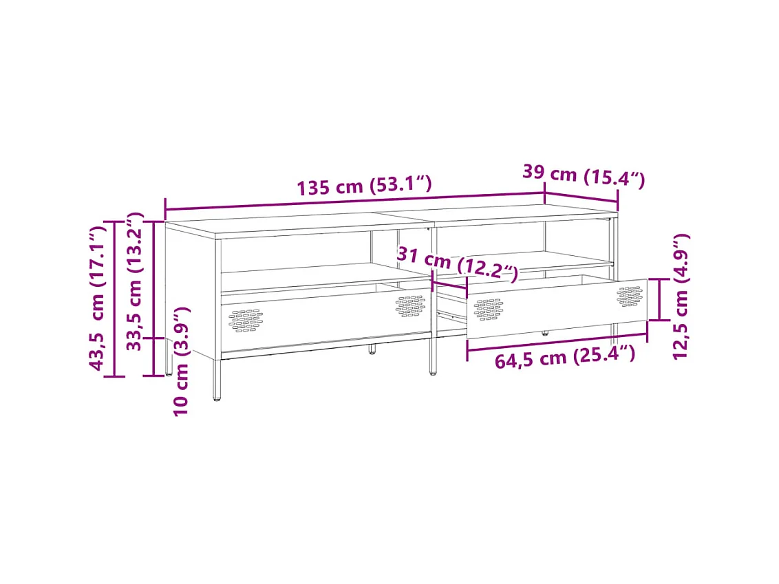 TV-Schrank Anthrazit 135x39x43,5 cm Kaltgewalzter Stahl