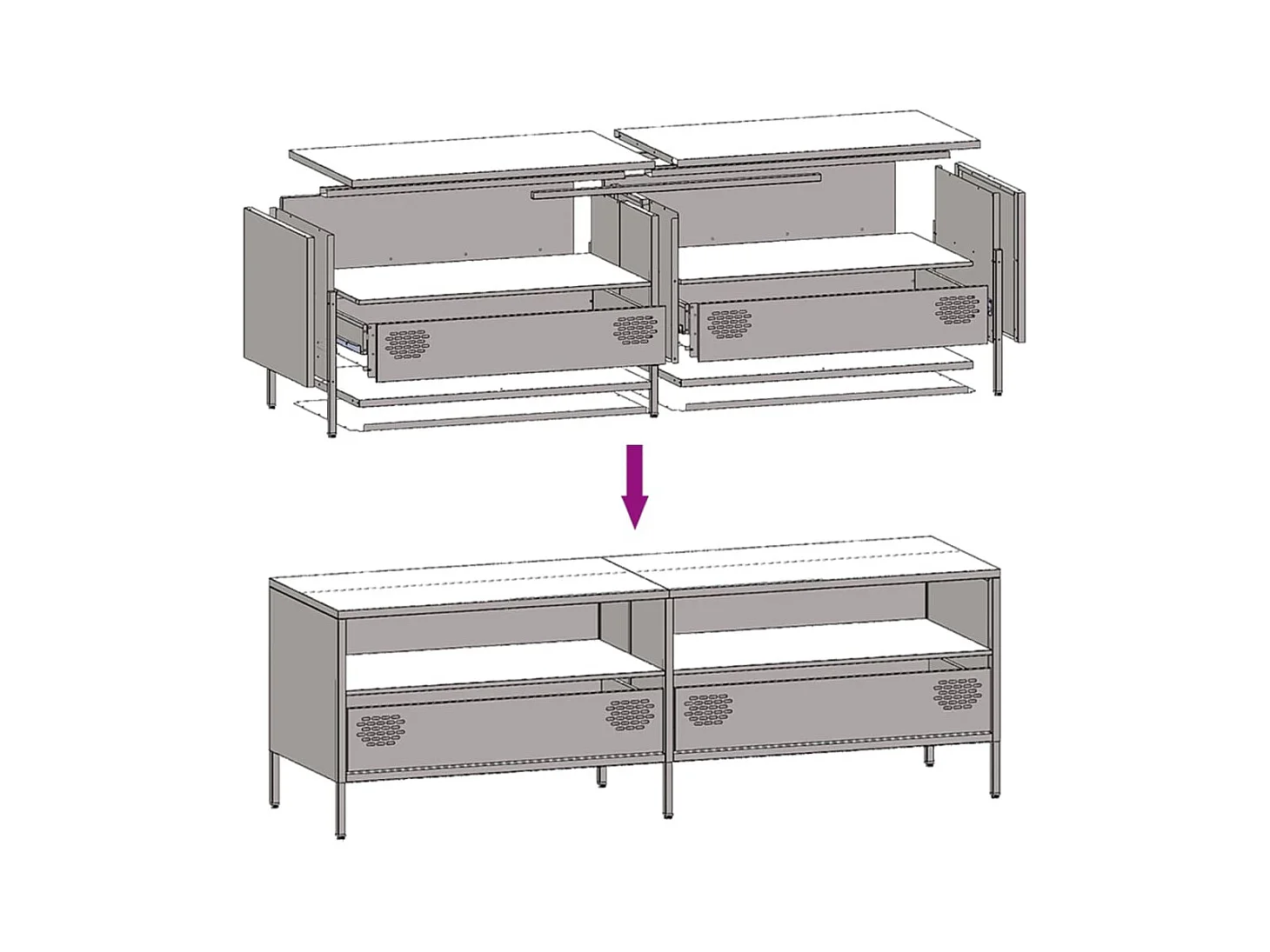 TV-Schrank Anthrazit 135x39x43,5 cm Kaltgewalzter Stahl