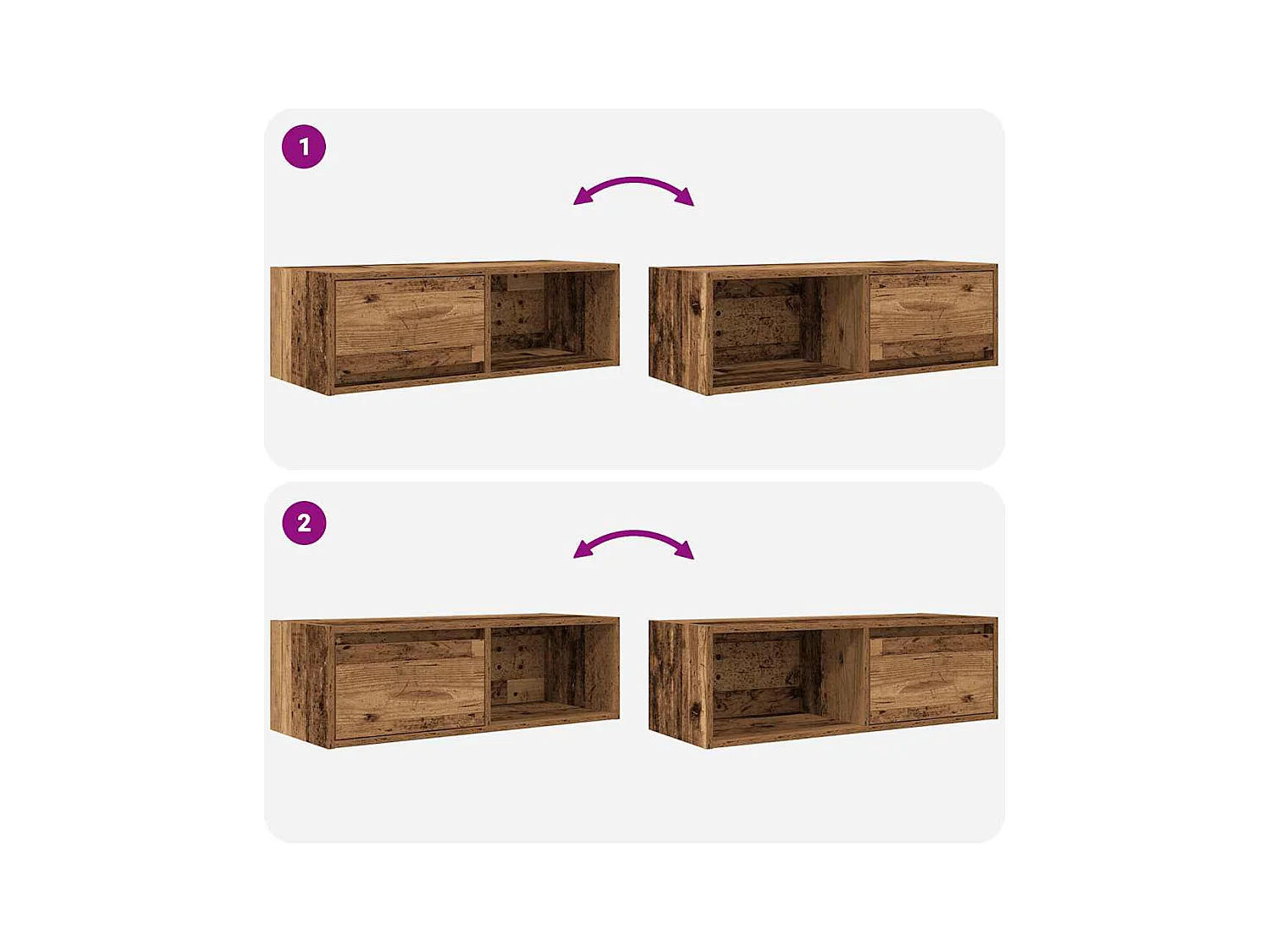 Mobili Porta TV 2 pz Legno Antico 80x31x25,5 cm in Truciolato