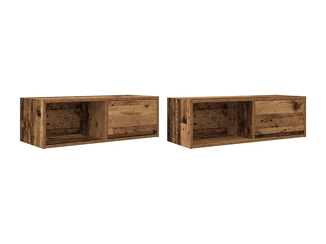 Meubles TV 2 pcs vieux bois 80x31x25,5 cm bois d'ingénierie