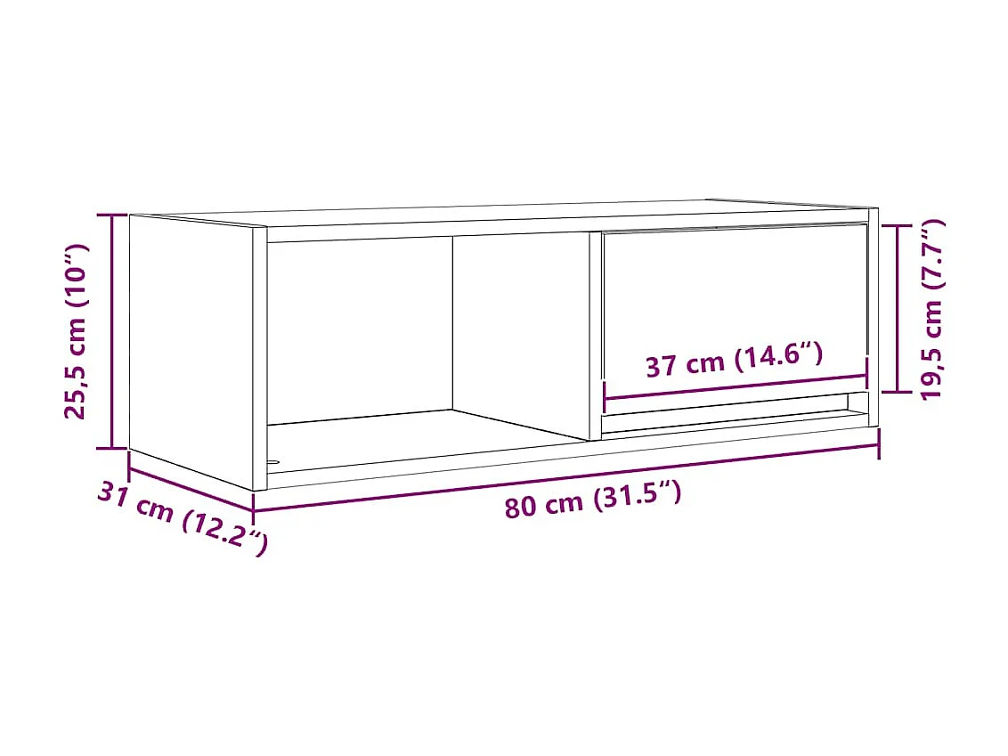 Meubles TV 2 pcs vieux bois 80x31x25,5 cm bois d'ingénierie