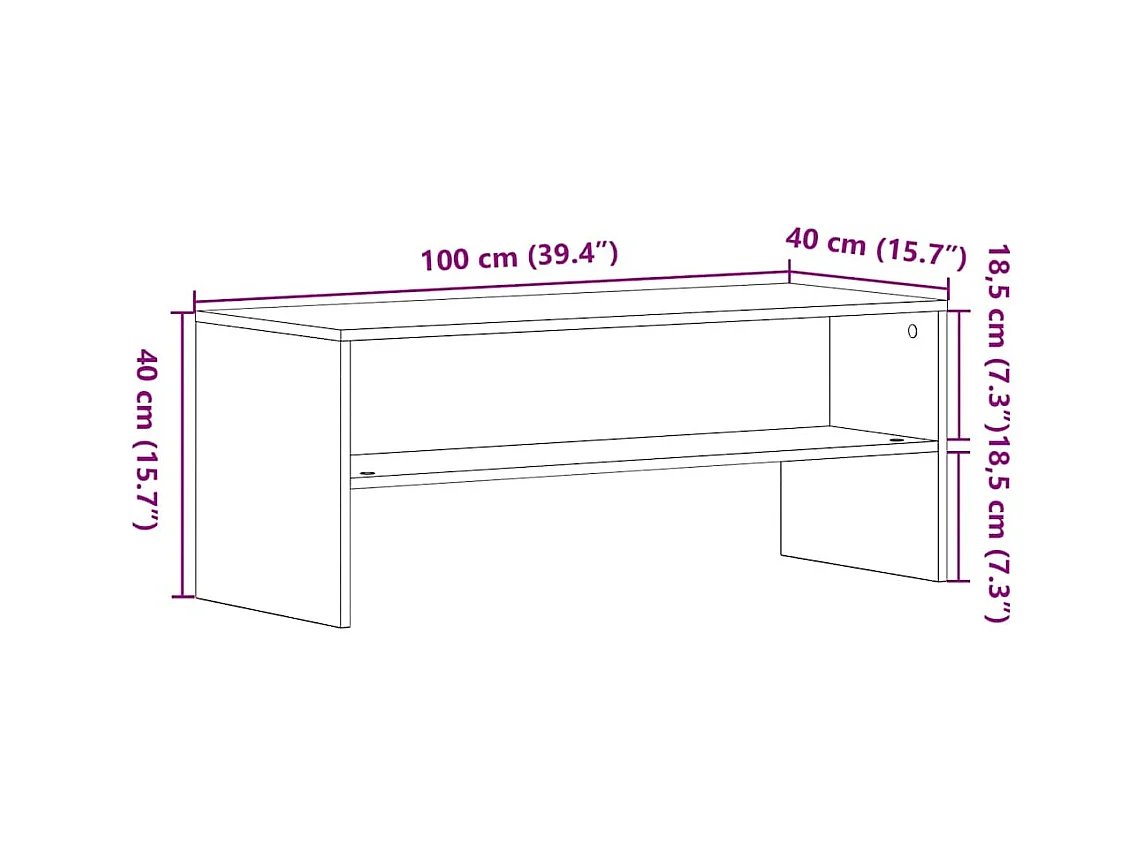 TV-Schrank Schwarz Eichen-Optik 100x40x40 cm Holzwerkstoff