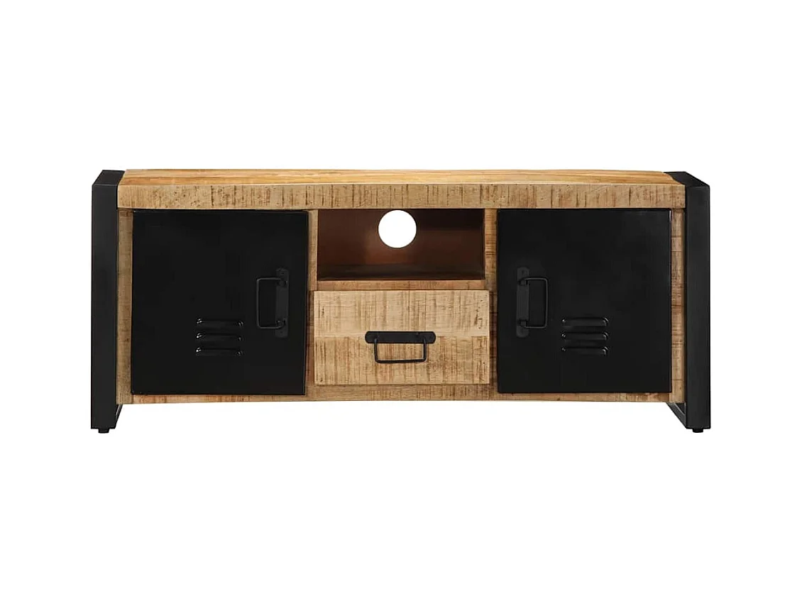 Meuble TV 100x30x40 cm bois massif de manguier brut