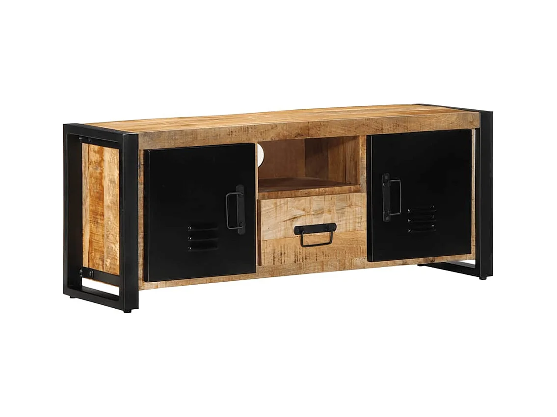 Meuble TV 100x30x40 cm bois massif de manguier brut