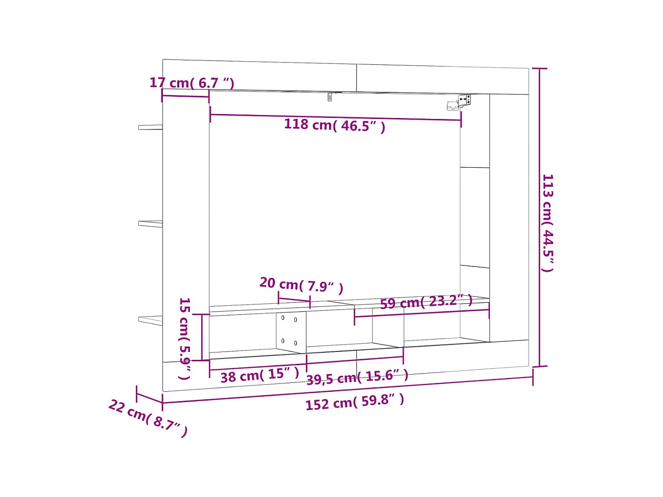 TV-Schrank Weiß 152x22x113 cm Holzwerkstoff