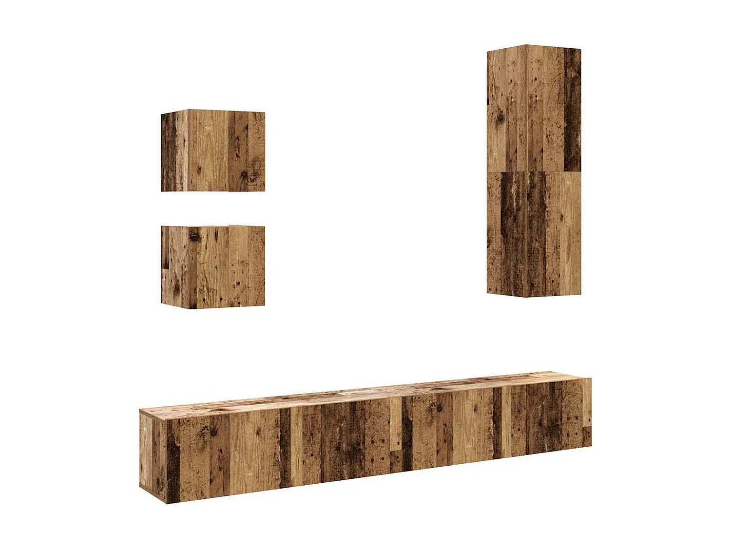Ensemble de meuble TV mural 5 pcs vieux bois bois d'ingénierie