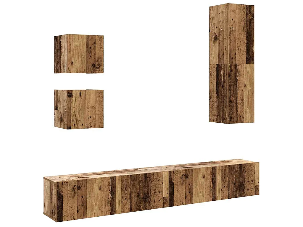 Ensemble de meuble TV mural 5 pcs vieux bois bois d'ingénierie