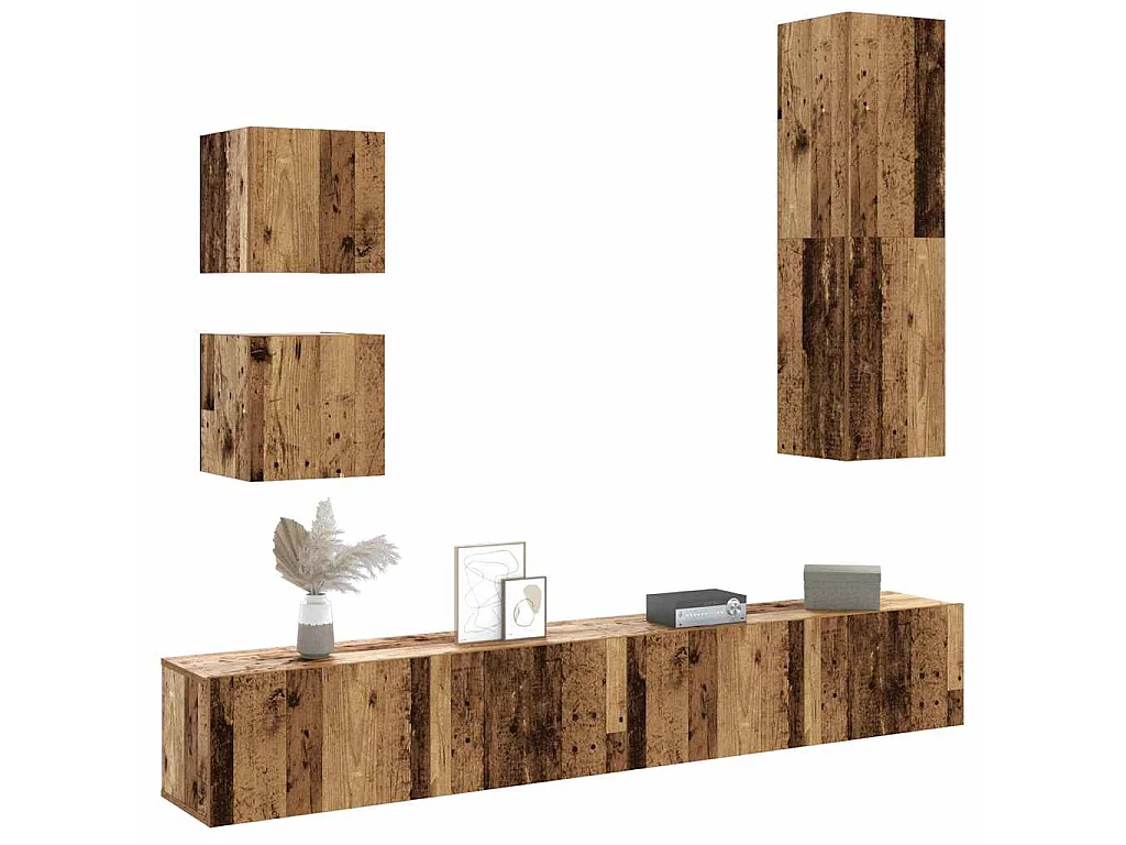 Ensemble de meuble TV mural 5 pcs vieux bois bois d'ingénierie