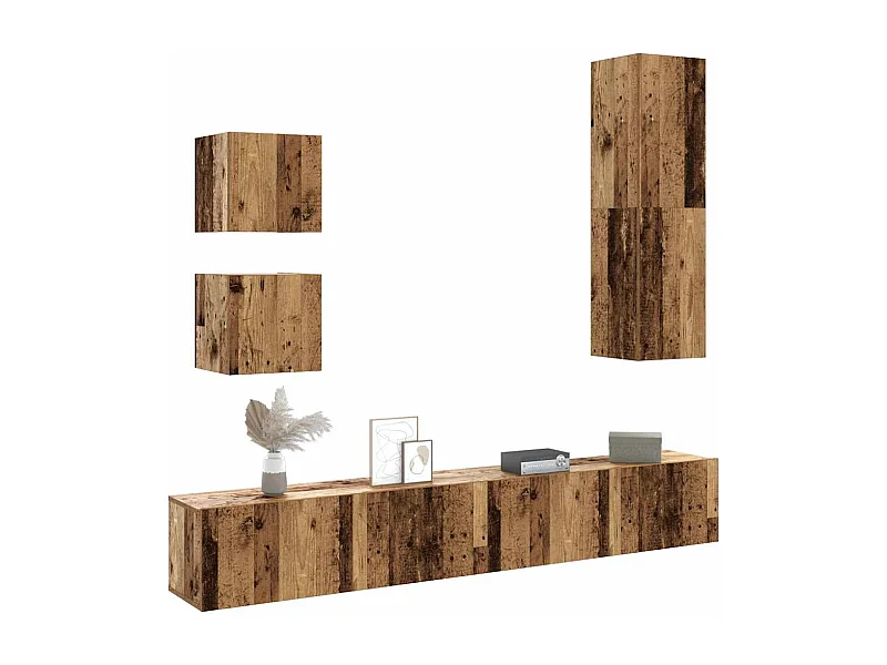 Ensemble de meuble TV mural 5 pcs vieux bois bois d'ingénierie