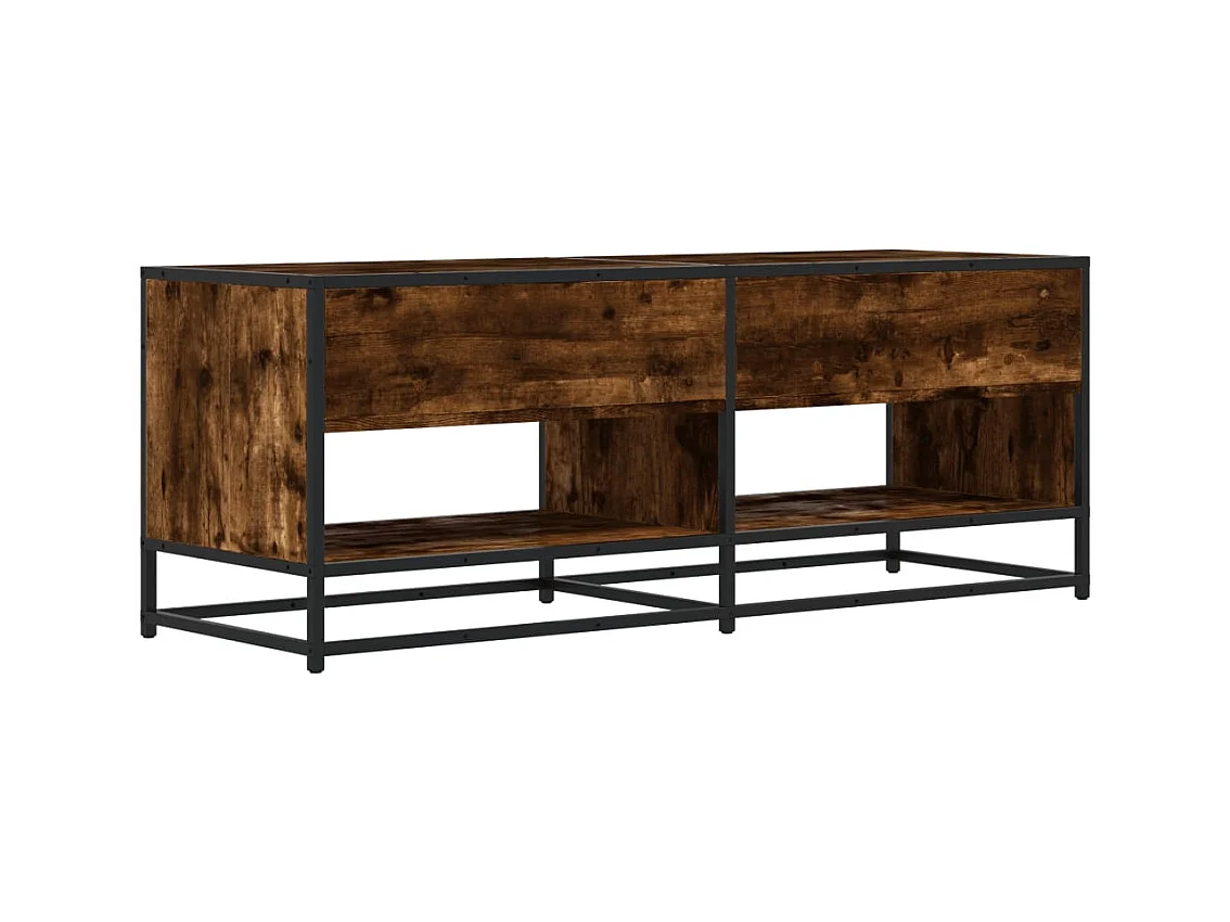 Meuble TV chêne fumé 120,5x40x46 cm bois d'ingénierie et métal