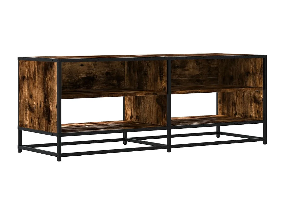 Meuble TV chêne fumé 120,5x40x46 cm bois d'ingénierie et métal