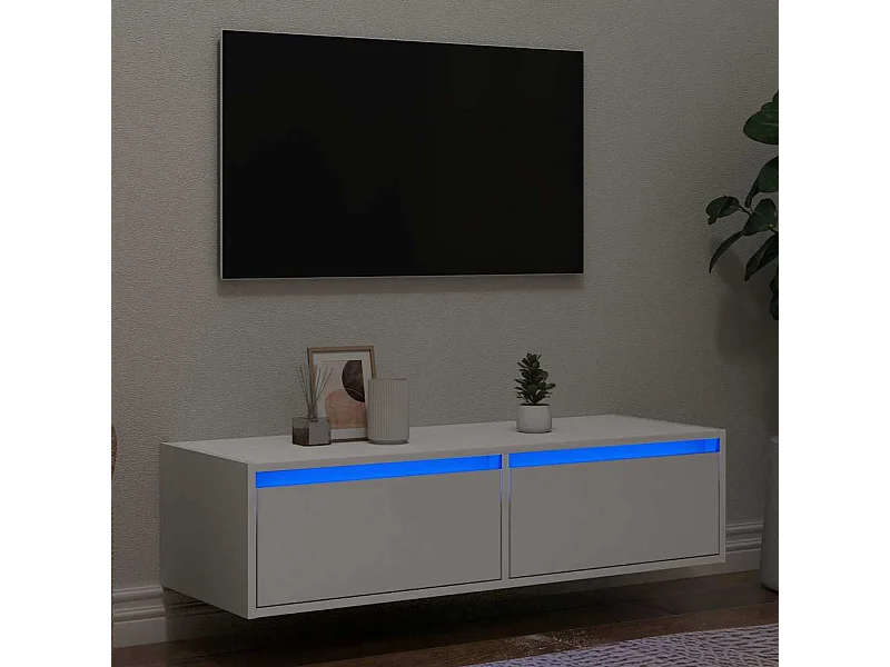 Móvel de TV com luzes LED 100X35,5x25 cm branco