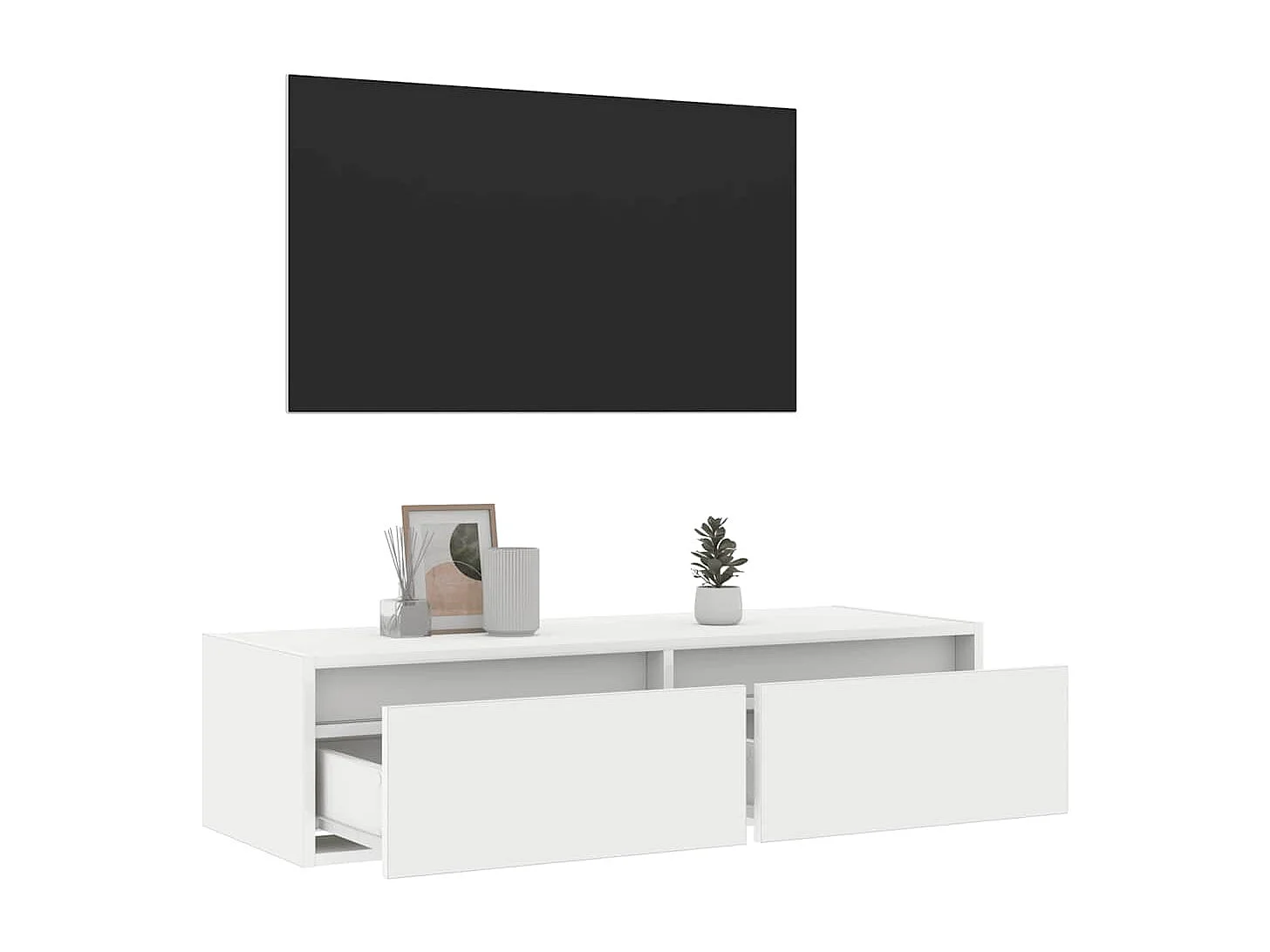 Mueble de TV con luces LED blanco 100X35,5x25 cm