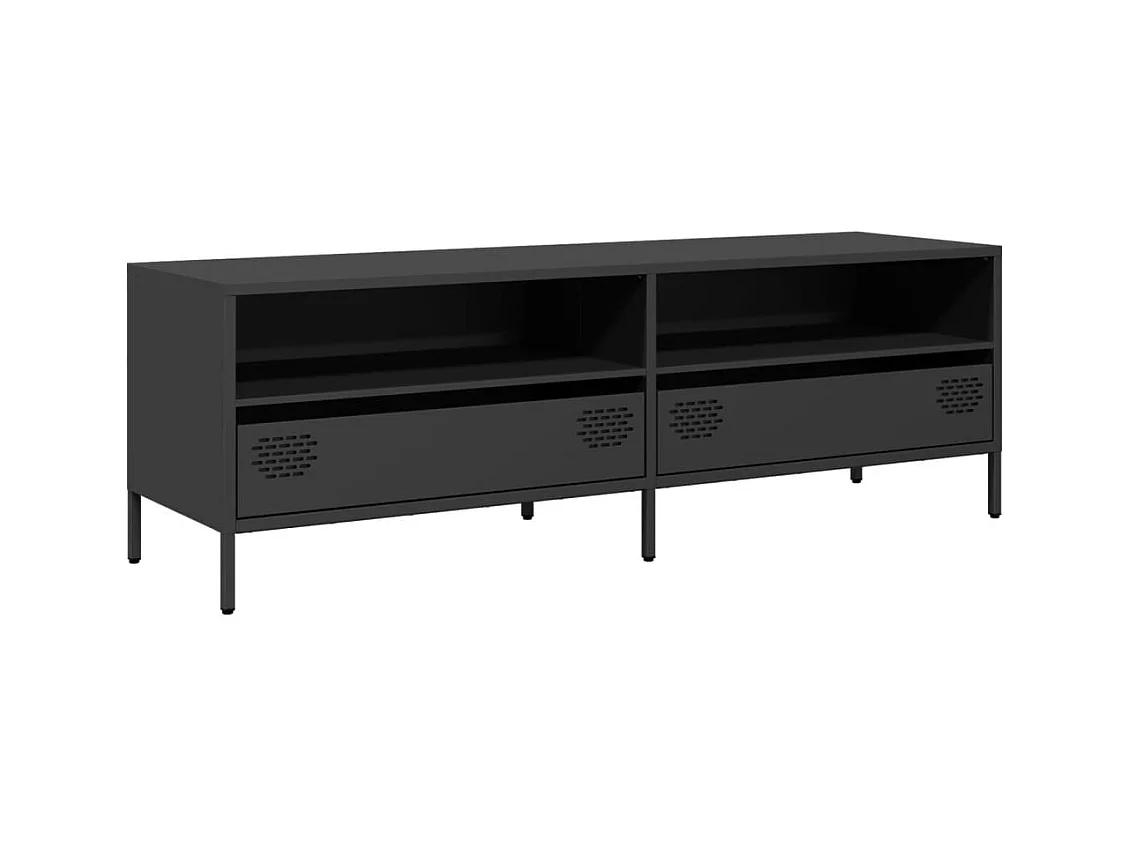 Meuble TV noir 135x39x43,5 cm acier laminé à froid