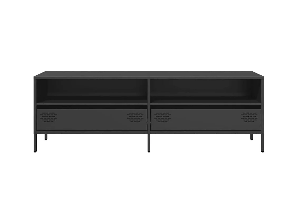 Meuble TV noir 135x39x43,5 cm acier laminé à froid