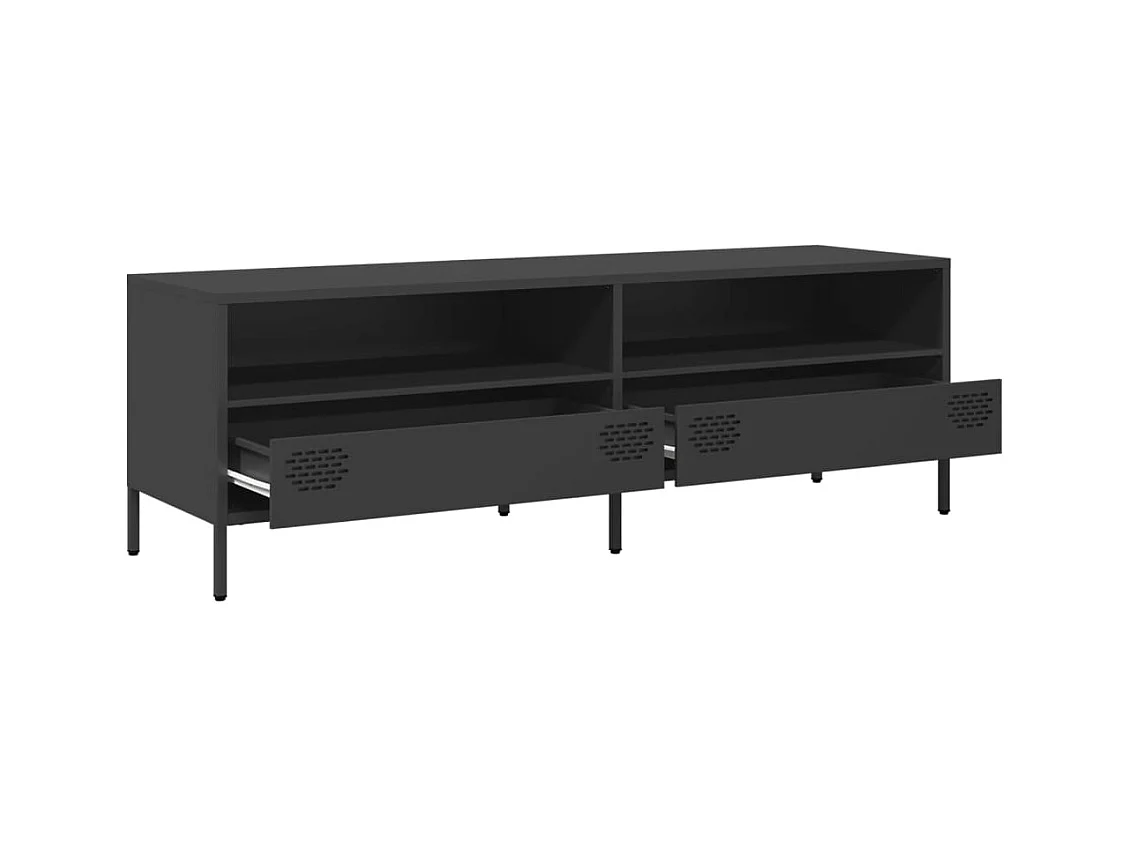 Meuble TV noir 135x39x43,5 cm acier laminé à froid