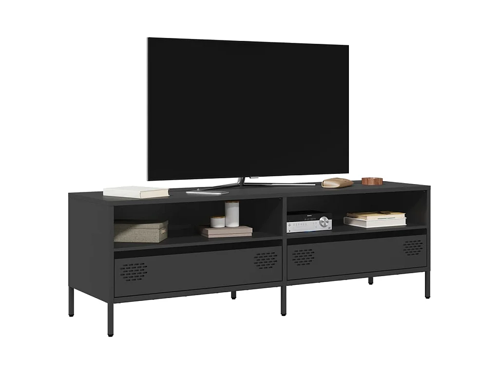 Tv-meubel 135x39x43,5 cm koudgewalst staal zwart