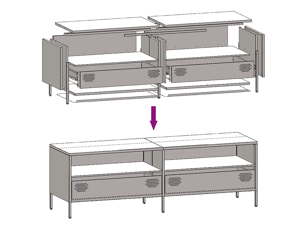 Tv-meubel 135x39x43,5 cm koudgewalst staal zwart